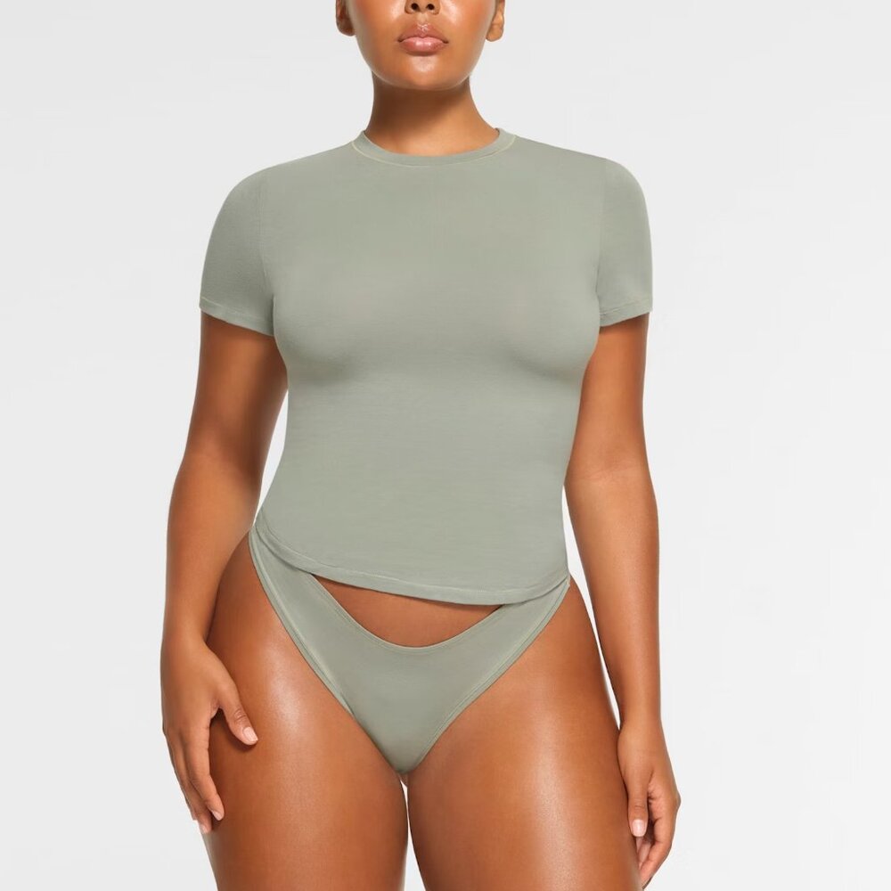 Skims Cotton Jersey T-Shirt | S | Mineral